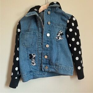 Toddler girls Disney Denim Jacket with Polka Dot Sleeves